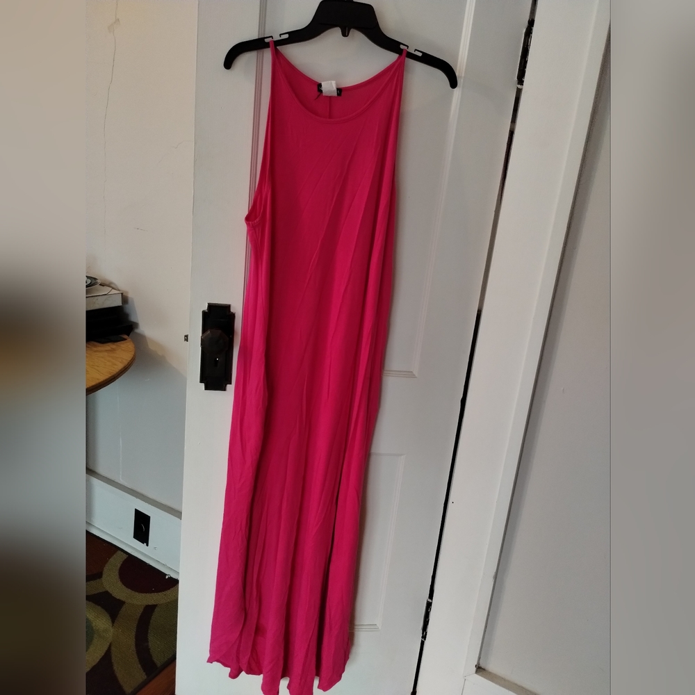 Hot pink T-shirt maxi dress